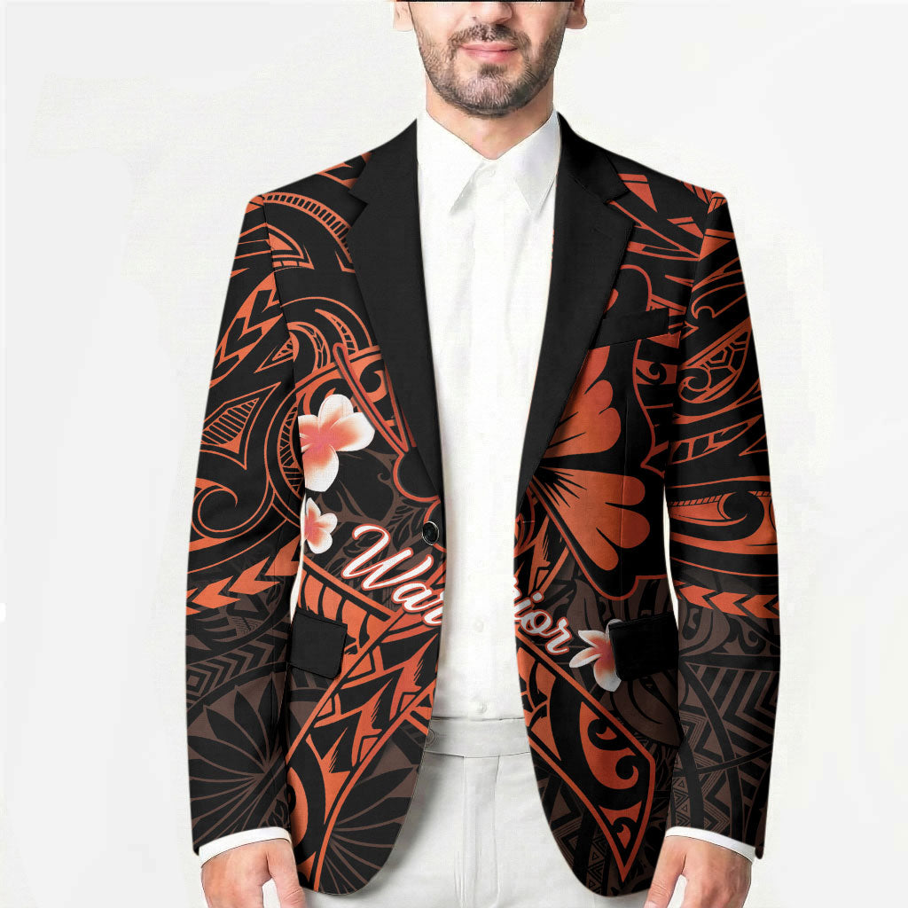 Polynesia Leukemia Warrior Blazer Butterfly Polynesian Orange Ribbon