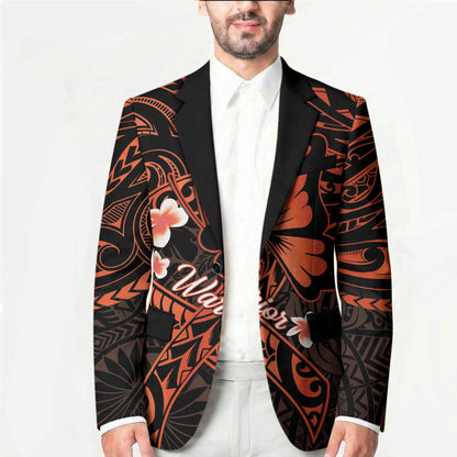 Polynesia Leukemia Warrior Blazer Butterfly Polynesian Orange Ribbon