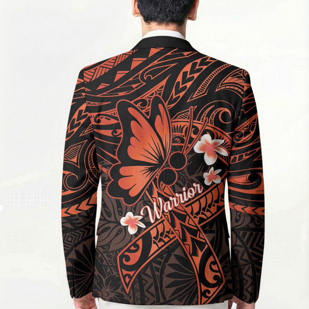 Polynesia Leukemia Warrior Blazer Butterfly Polynesian Orange Ribbon