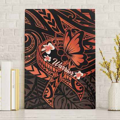 Polynesia Leukemia Warrior Canvas Wall Art Butterfly Polynesian Orange Ribbon