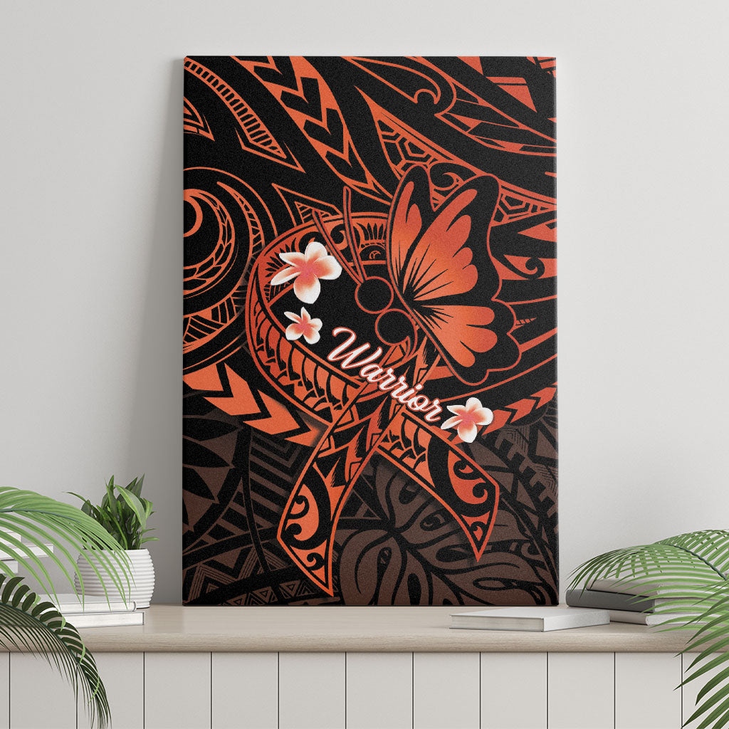 Polynesia Leukemia Warrior Canvas Wall Art Butterfly Polynesian Orange Ribbon