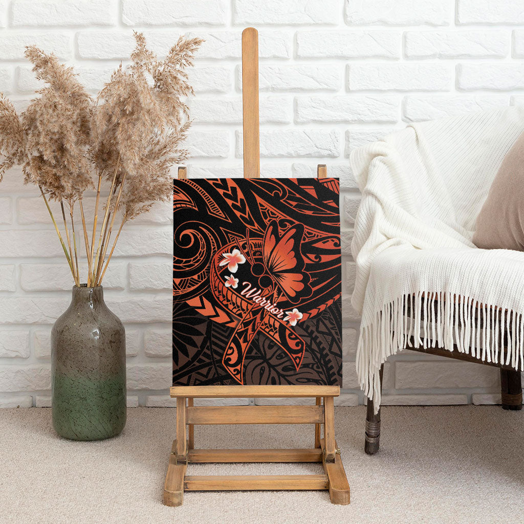 Polynesia Leukemia Warrior Canvas Wall Art Butterfly Polynesian Orange Ribbon