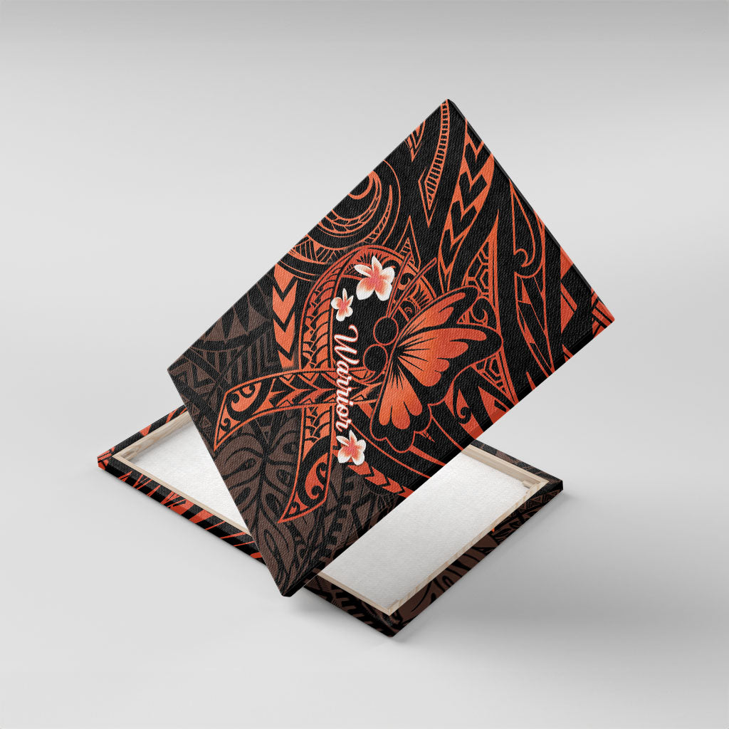 Polynesia Leukemia Warrior Canvas Wall Art Butterfly Polynesian Orange Ribbon