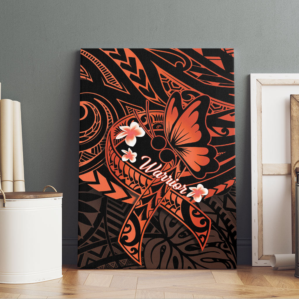 Polynesia Leukemia Warrior Canvas Wall Art Butterfly Polynesian Orange Ribbon