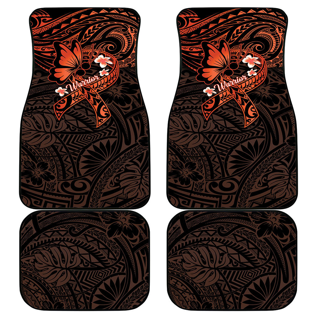 Polynesia Leukemia Warrior Car Mats Butterfly Polynesian Orange Ribbon