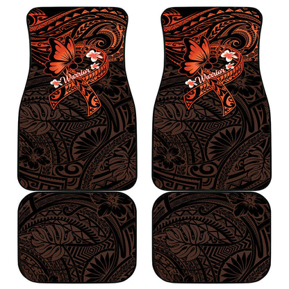 Polynesia Leukemia Warrior Car Mats Butterfly Polynesian Orange Ribbon