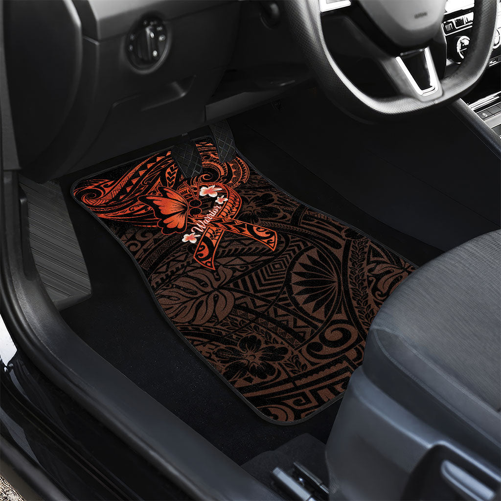 Polynesia Leukemia Warrior Car Mats Butterfly Polynesian Orange Ribbon