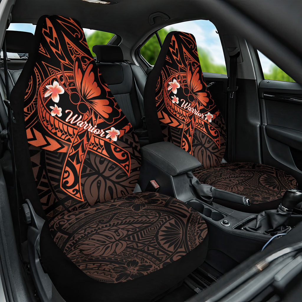 Polynesia Leukemia Warrior Car Seat Cover Butterfly Polynesian Orange Ribbon