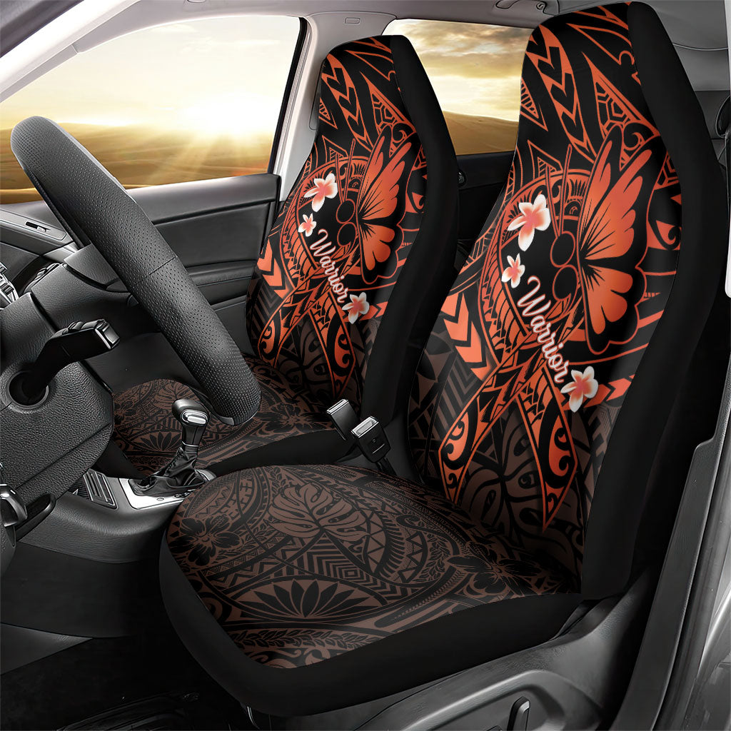 Polynesia Leukemia Warrior Car Seat Cover Butterfly Polynesian Orange Ribbon