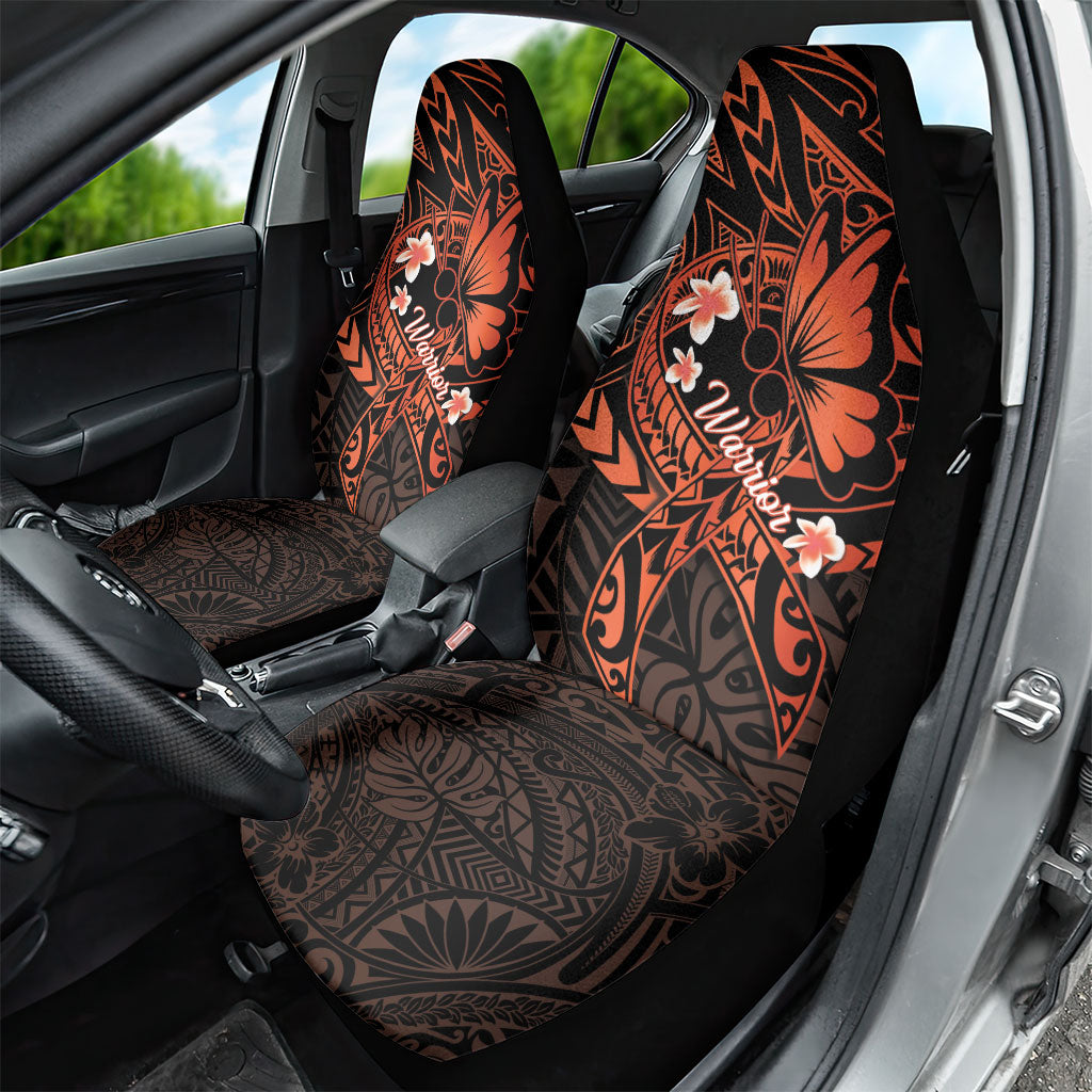 Polynesia Leukemia Warrior Car Seat Cover Butterfly Polynesian Orange Ribbon