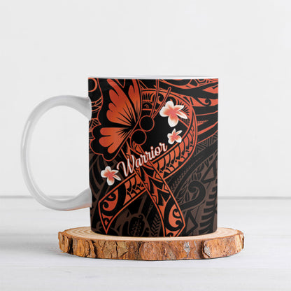 Polynesia Leukemia Warrior Ceramic Mug Butterfly Polynesian Orange Ribbon