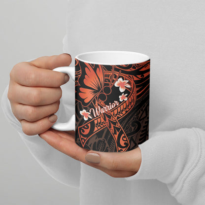 Polynesia Leukemia Warrior Ceramic Mug Butterfly Polynesian Orange Ribbon