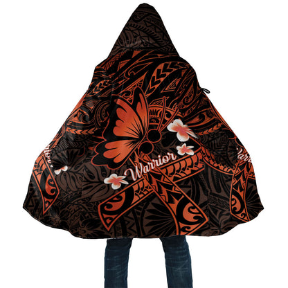 Polynesia Leukemia Warrior Cloak Butterfly Polynesian Orange Ribbon