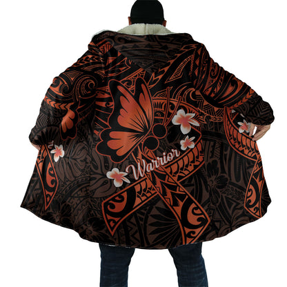 Polynesia Leukemia Warrior Cloak Butterfly Polynesian Orange Ribbon