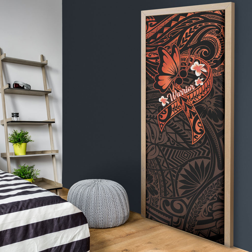 Polynesia Leukemia Warrior Door Cover Butterfly Polynesian Orange Ribbon
