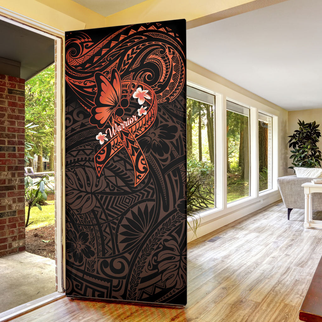 Polynesia Leukemia Warrior Door Cover Butterfly Polynesian Orange Ribbon