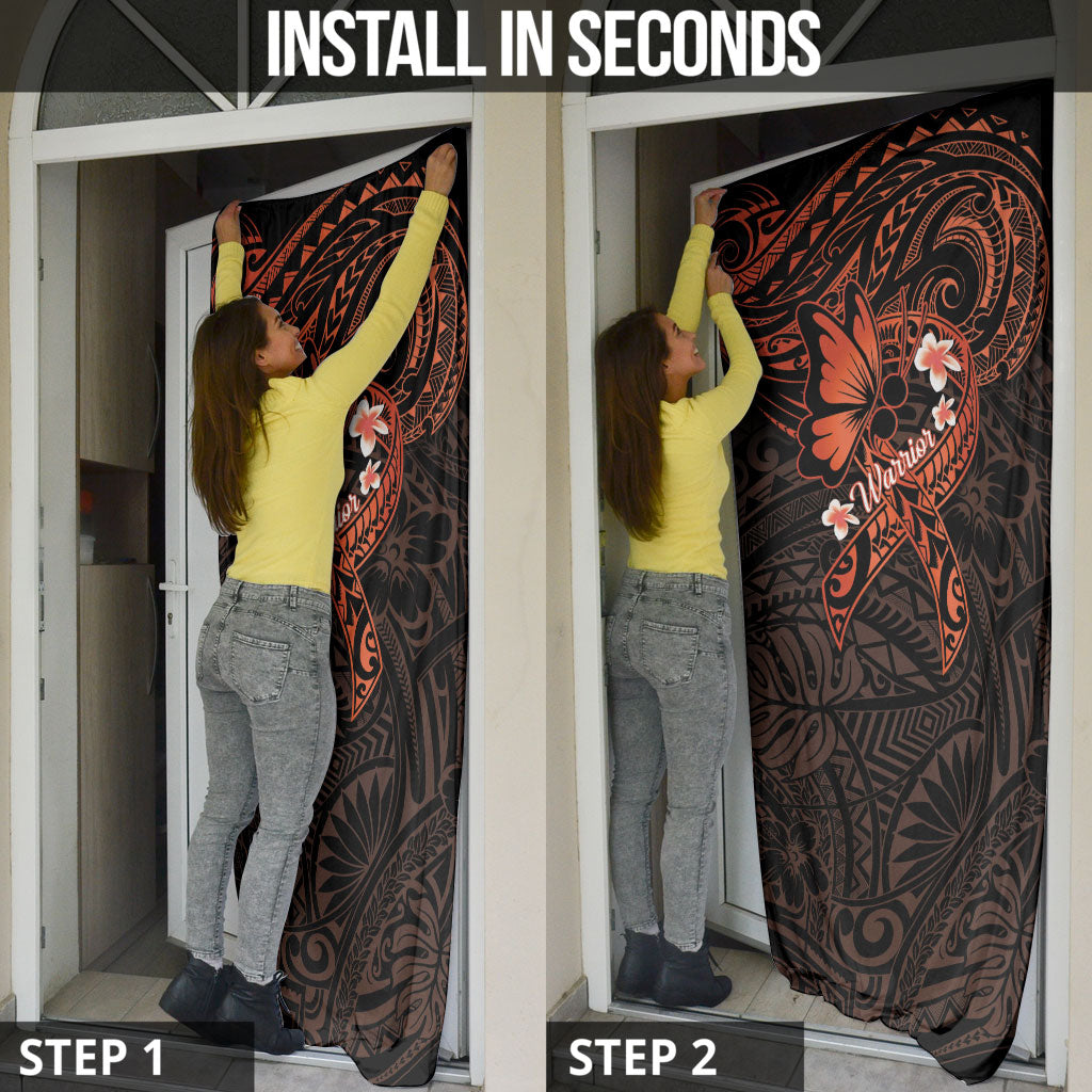 Polynesia Leukemia Warrior Door Cover Butterfly Polynesian Orange Ribbon