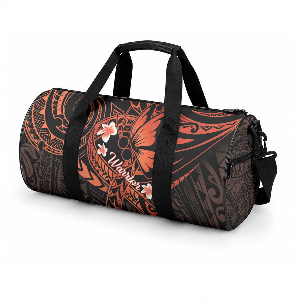 Polynesia Leukemia Warrior Duffle Bag Butterfly Polynesian Orange Ribbon