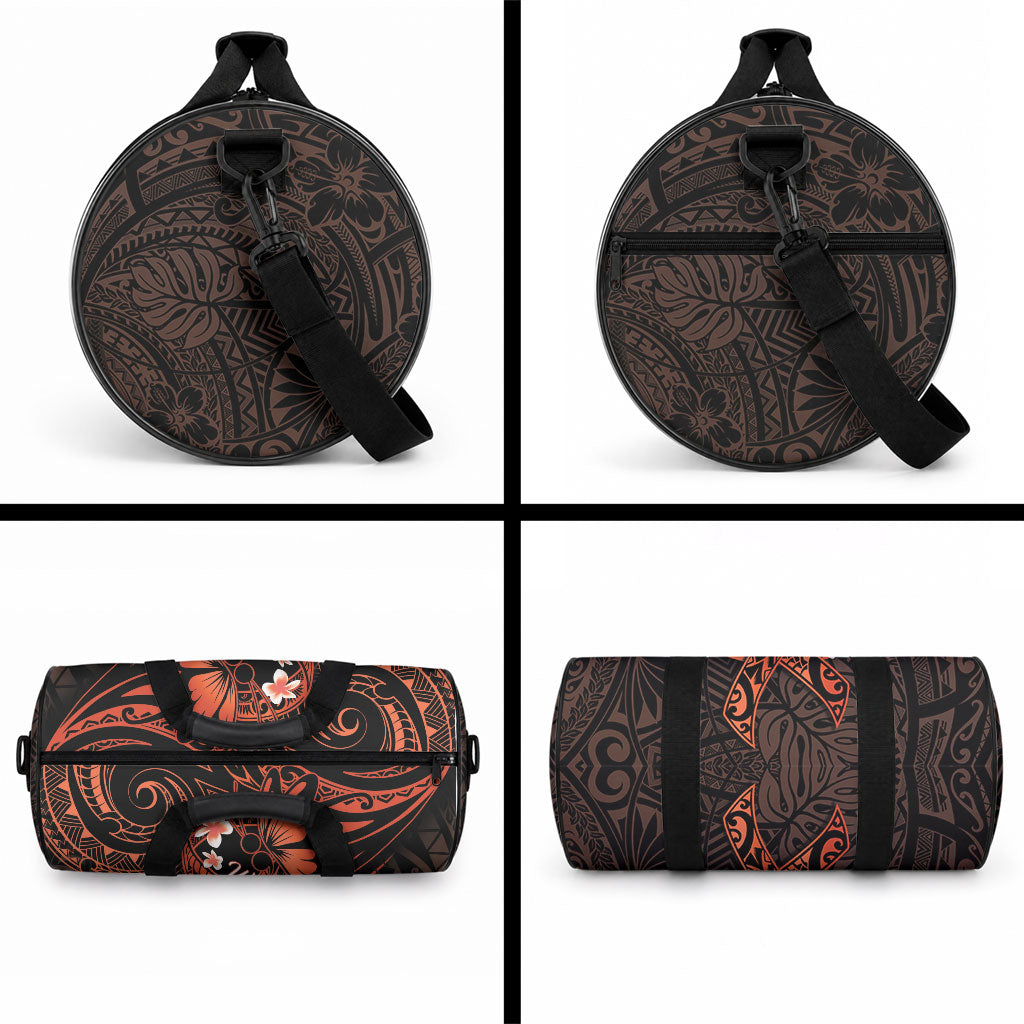 Polynesia Leukemia Warrior Duffle Bag Butterfly Polynesian Orange Ribbon