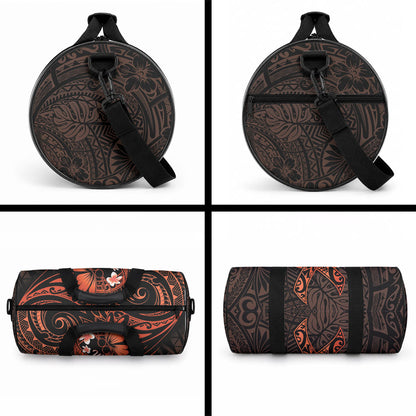 Polynesia Leukemia Warrior Duffle Bag Butterfly Polynesian Orange Ribbon