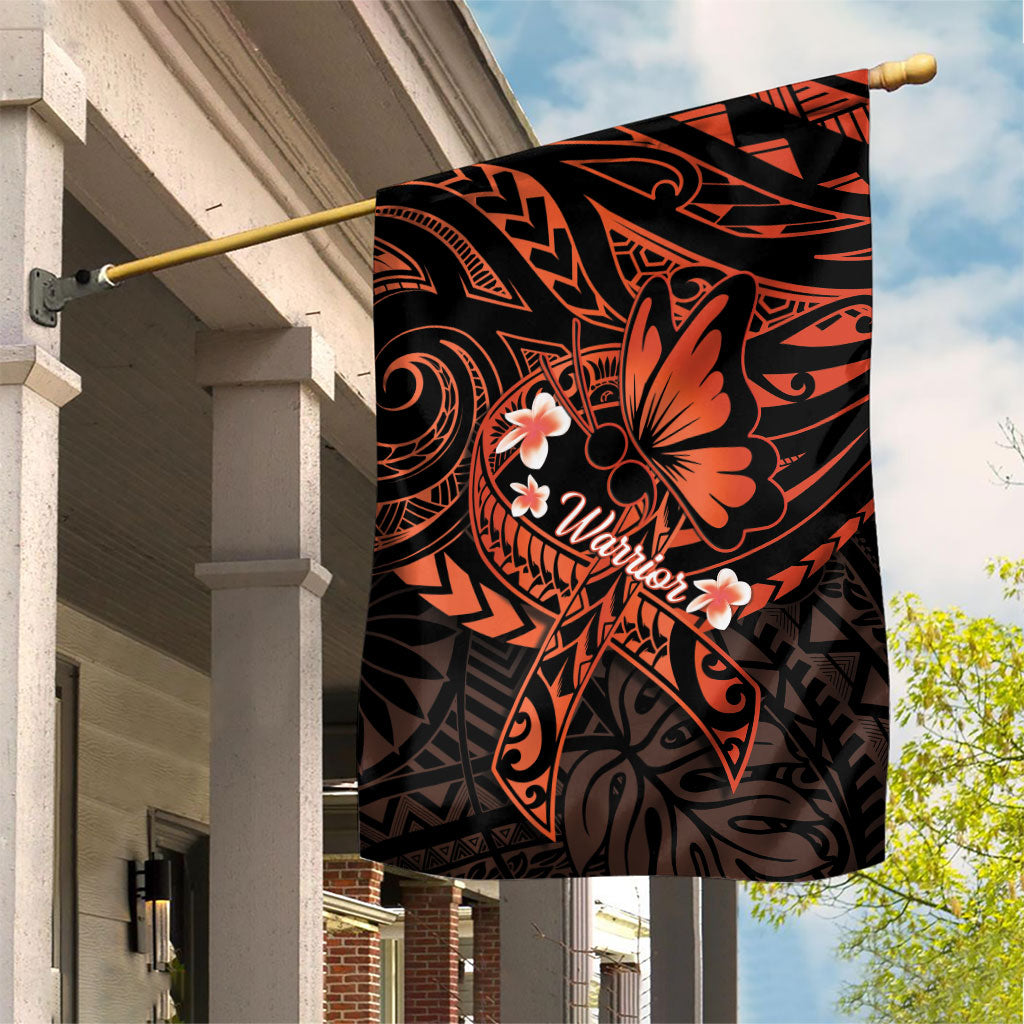 Polynesia Leukemia Warrior Garden Flag Butterfly Polynesian Orange Ribbon