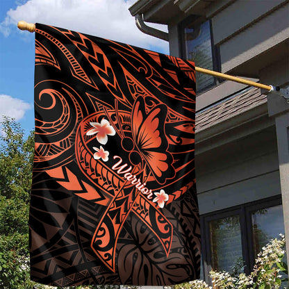 Polynesia Leukemia Warrior Garden Flag Butterfly Polynesian Orange Ribbon