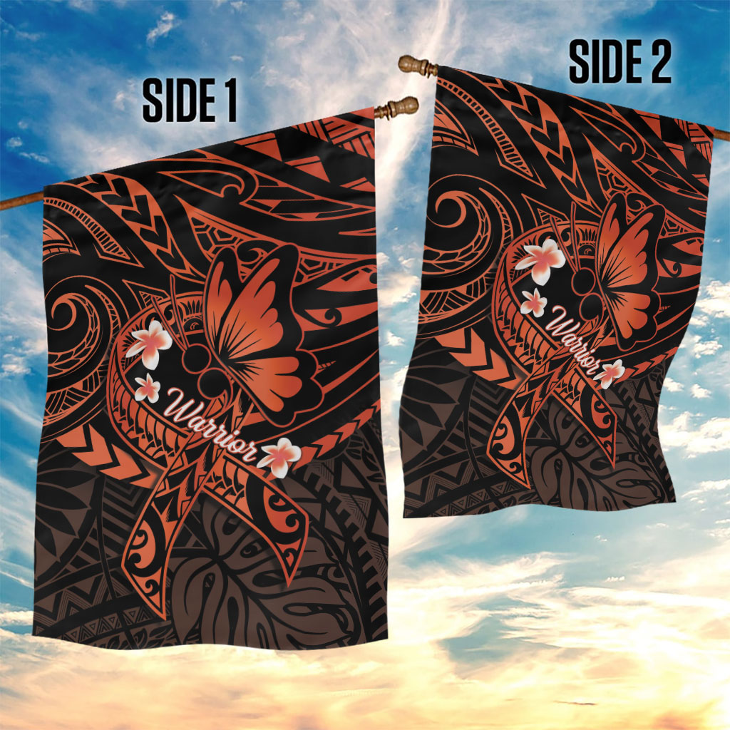 Polynesia Leukemia Warrior Garden Flag Butterfly Polynesian Orange Ribbon