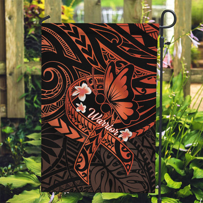 Polynesia Leukemia Warrior Garden Flag Butterfly Polynesian Orange Ribbon