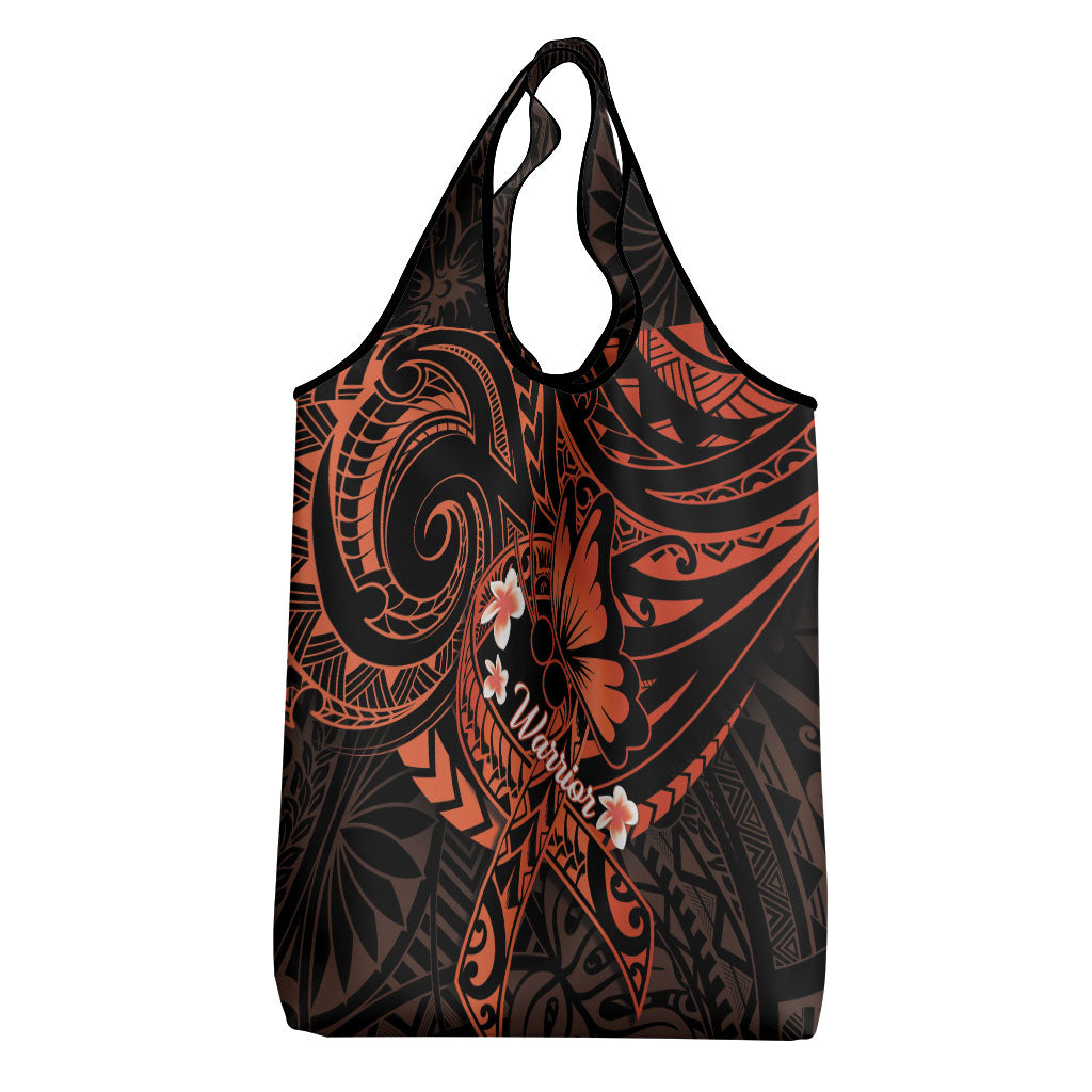 Polynesia Leukemia Warrior Grocery Bag Butterfly Polynesian Orange Ribbon
