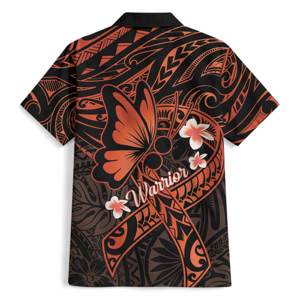 Polynesia Leukemia Warrior Hawaiian Shirt Butterfly Polynesian Orange Ribbon