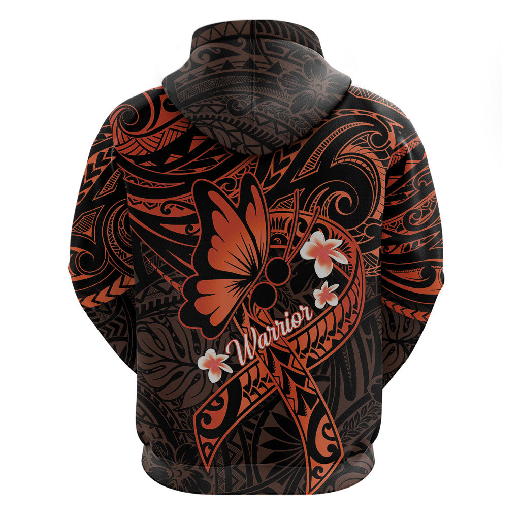 Polynesia Leukemia Warrior Hoodie Butterfly Polynesian Orange Ribbon