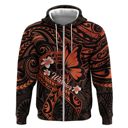Polynesia Leukemia Warrior Hoodie Butterfly Polynesian Orange Ribbon