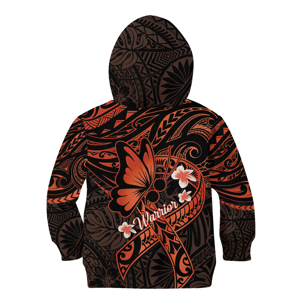 Polynesia Leukemia Warrior Kid Hoodie Butterfly Polynesian Orange Ribbon