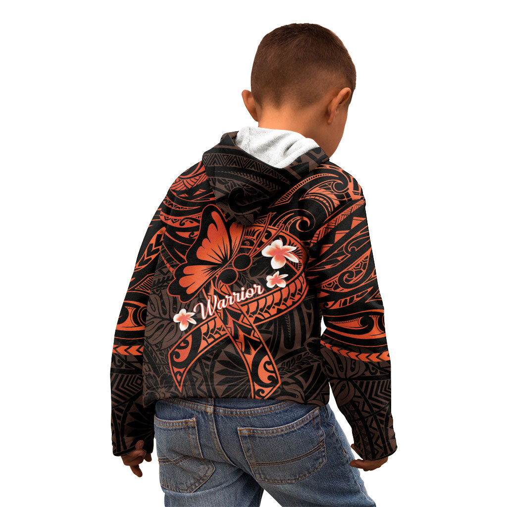 Polynesia Leukemia Warrior Kid Hoodie Butterfly Polynesian Orange Ribbon