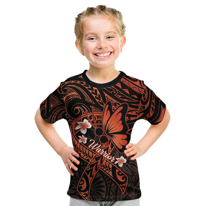 Polynesia Leukemia Warrior Kid T Shirt Butterfly Polynesian Orange Ribbon