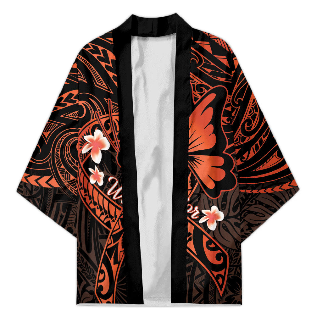 Polynesia Leukemia Warrior Kimono Butterfly Polynesian Orange Ribbon