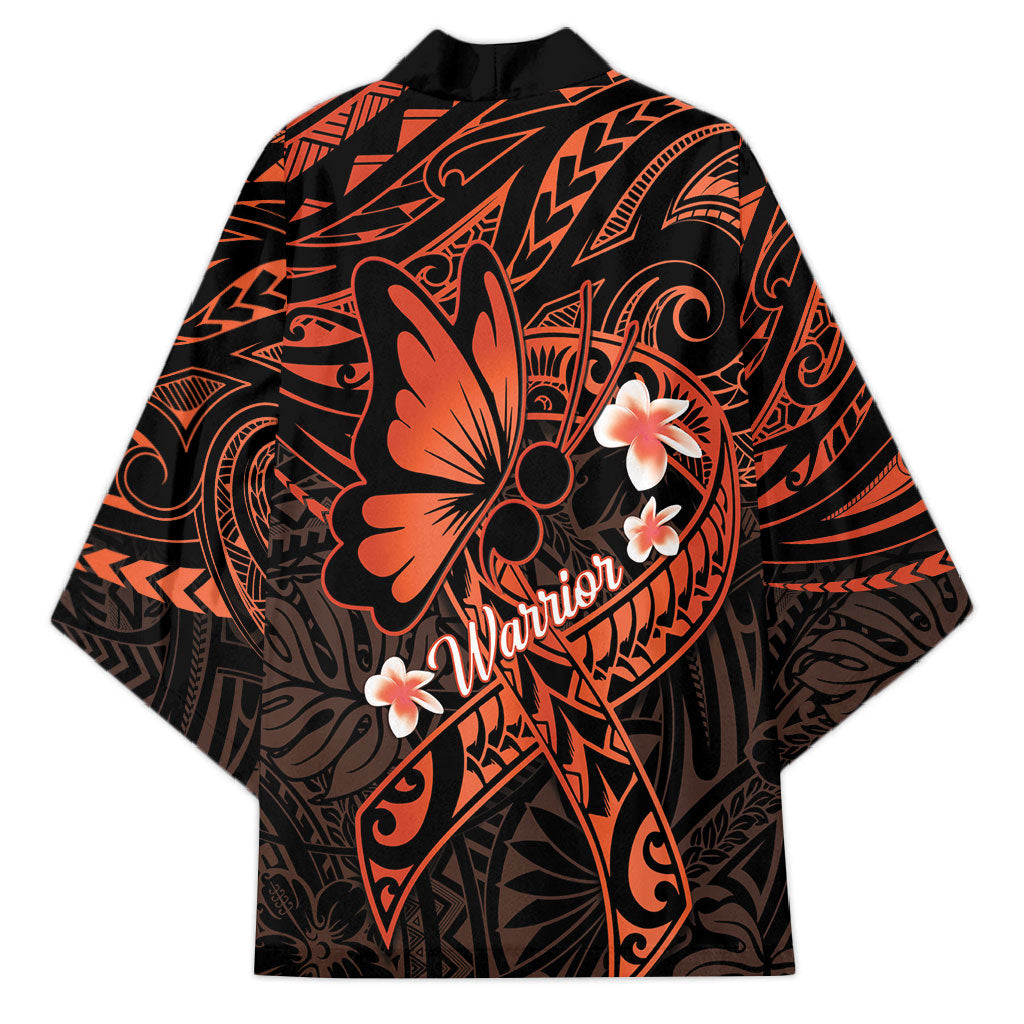 Polynesia Leukemia Warrior Kimono Butterfly Polynesian Orange Ribbon