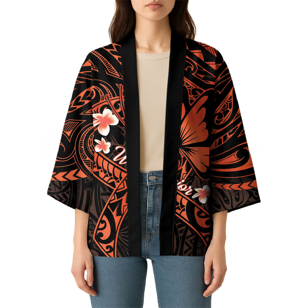 Polynesia Leukemia Warrior Kimono Butterfly Polynesian Orange Ribbon