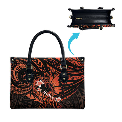 Polynesia Leukemia Warrior Leather Bag Butterfly Polynesian Orange Ribbon