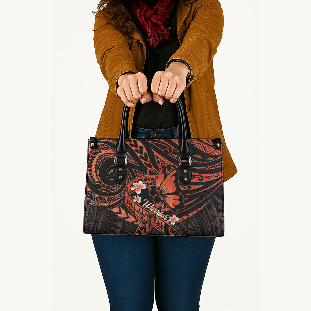 Polynesia Leukemia Warrior Leather Bag Butterfly Polynesian Orange Ribbon