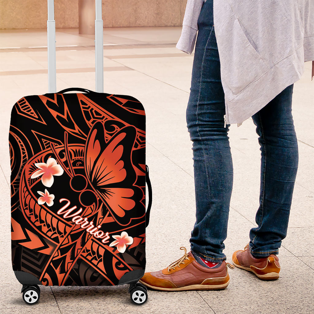 Polynesia Leukemia Warrior Luggage Cover Butterfly Polynesian Orange Ribbon