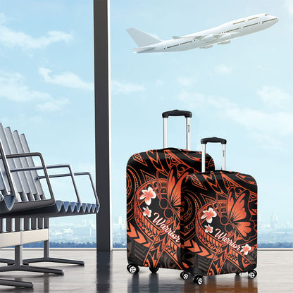 Polynesia Leukemia Warrior Luggage Cover Butterfly Polynesian Orange Ribbon
