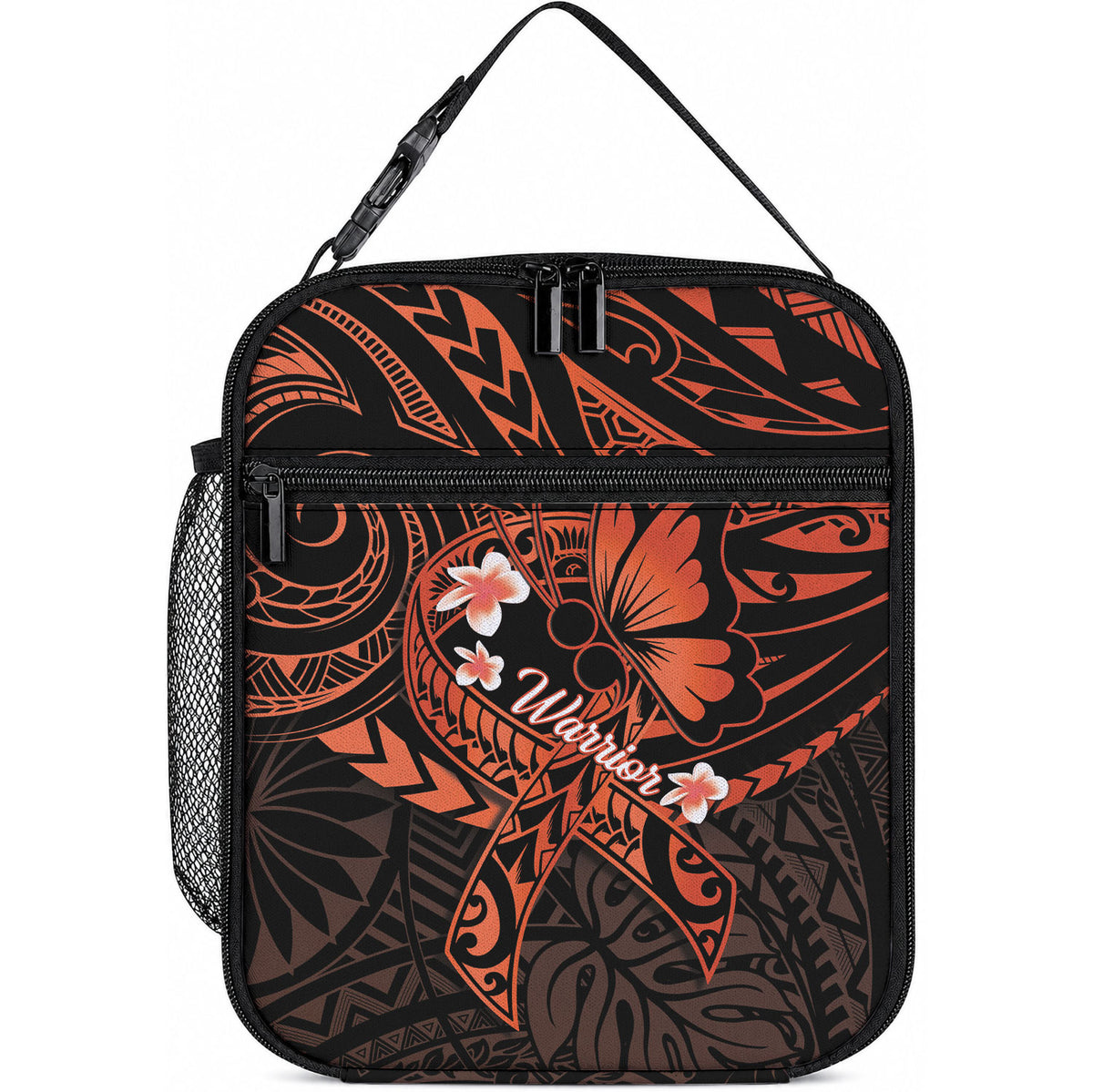 Polynesia Leukemia Warrior Lunch Bag Butterfly Polynesian Orange Ribbon