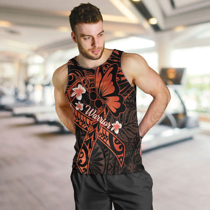Polynesia Leukemia Warrior Men Tank Top Butterfly Polynesian Orange Ribbon