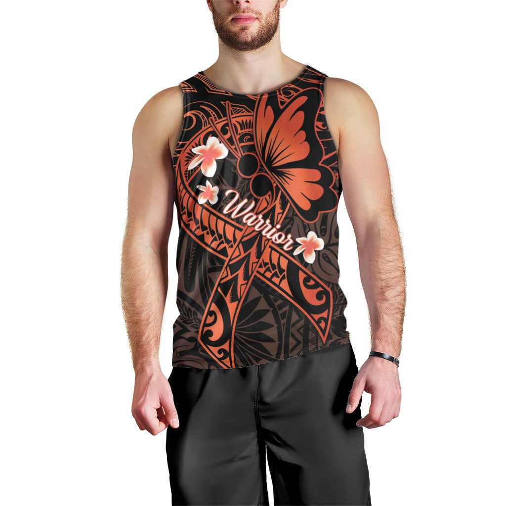 Polynesia Leukemia Warrior Men Tank Top Butterfly Polynesian Orange Ribbon