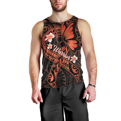 Polynesia Leukemia Warrior Men Tank Top Butterfly Polynesian Orange Ribbon