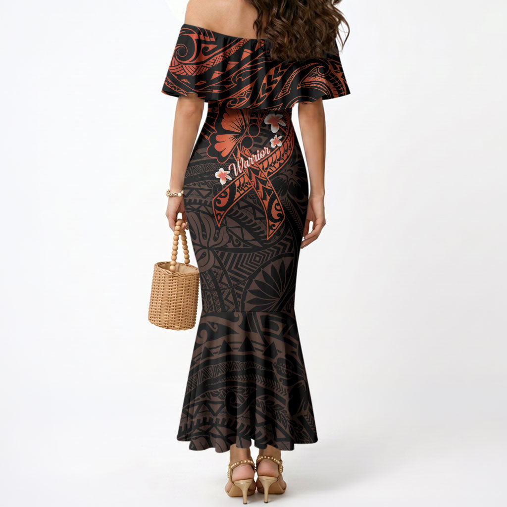 Polynesia Leukemia Warrior Mermaid Dress Butterfly Polynesian Orange Ribbon