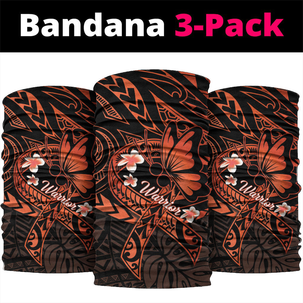 Polynesia Leukemia Warrior Neck Gaiter Butterfly Polynesian Orange Ribbon