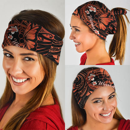 Polynesia Leukemia Warrior Neck Gaiter Butterfly Polynesian Orange Ribbon
