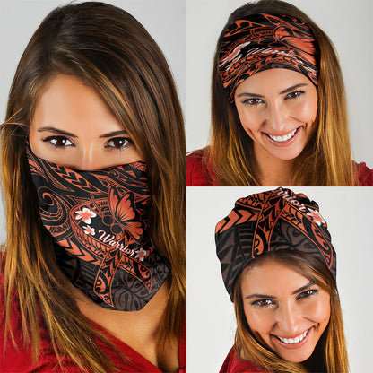 Polynesia Leukemia Warrior Neck Gaiter Butterfly Polynesian Orange Ribbon